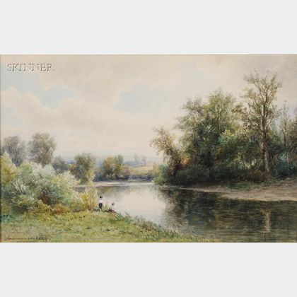 Hendrik-Dirk Kruseman Van Elten (Dutch/American, 1829-1904) Boys Fishing on a River Bank
