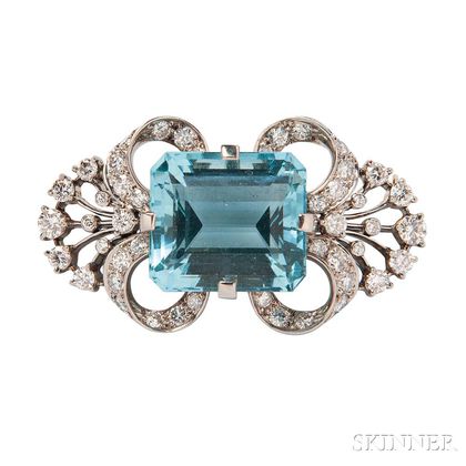 Palladium, Aquamarine, and Diamond Brooch, Tiffany & Co.