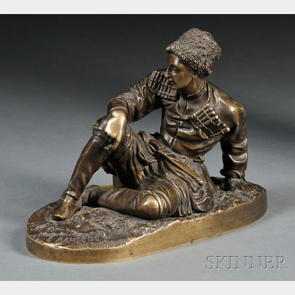 After Evgeni Alexandrovich Lanceray (Russian, 1848-1886) Bronze Figure of a Cossack Soldier