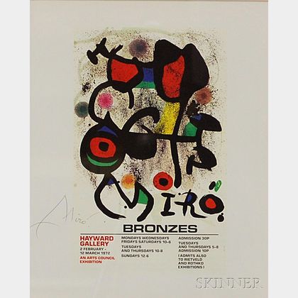 After Joan Miró (Spanish, 1893-1983) Miro Bronzes/Hayward Gallery Exhibition Poster.