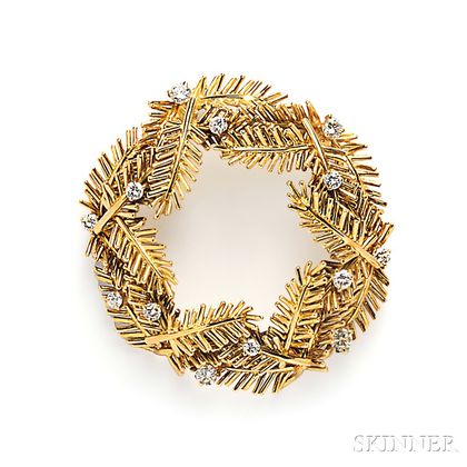 18kt Gold and Diamond Wreath Brooch, Tiffany & Co.