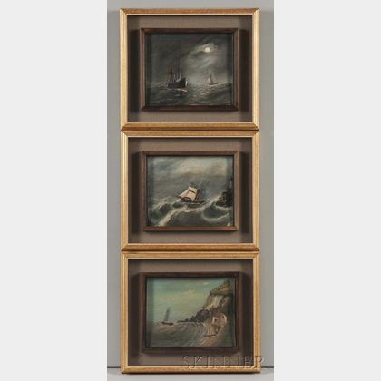 Three Small Nautical Dioramas in Shadow Box Frames
