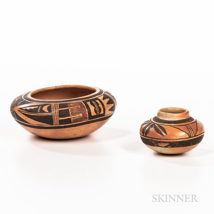 Two Contemporary Hopi Polychrome Pottery Bowls
