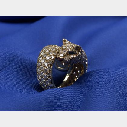 18kt Gold and Diamond Panther Ring