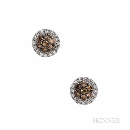 LeVian 14kt White Gold, Colored Diamond, and Diamond Earstuds