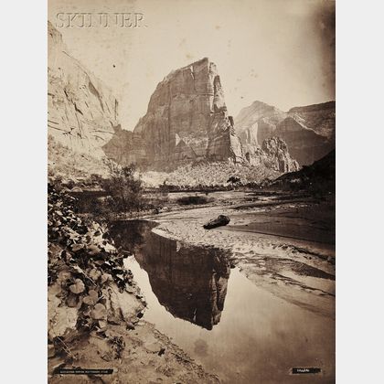 John K. Hillers (American, 1843-1925) Reflected Tower Rio Virgen Utah.