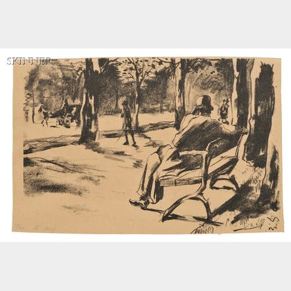 Lesser Ury (German, 1861-1931) Im Tiergarten (Lesender)