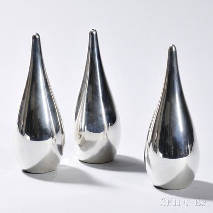 Three Allan Adler Sterling Silver Shakers