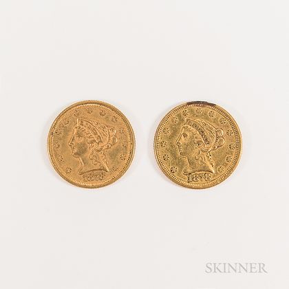 Two 1878 $2.50 Liberty Head Gold Quarter Eagle