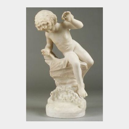 Carved Marble Figure of a Cherub