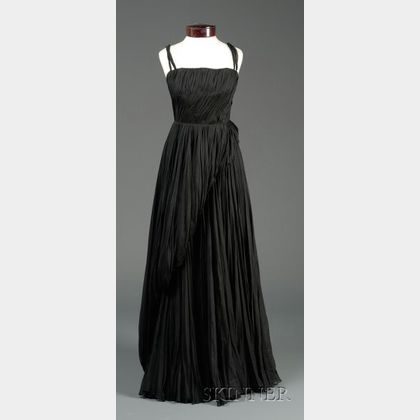 French Couture Black Silk Organza Greek-style Gown
