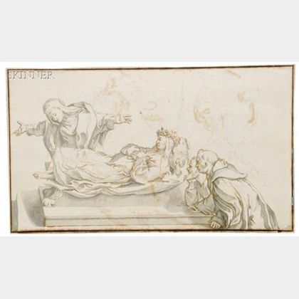 Continental School, 18th/19th Century Lot of Four Figural Scenes, Including Death of the Virgin, Artists ... 