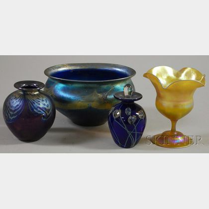 Four Pieces of Assorted Art Glass