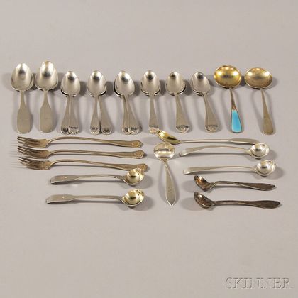 Group of Assorted Small Mostly Sterling and Coin Silver Spoons and Seafood Forks