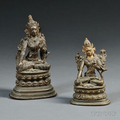 Two Bronze Figures of Tara