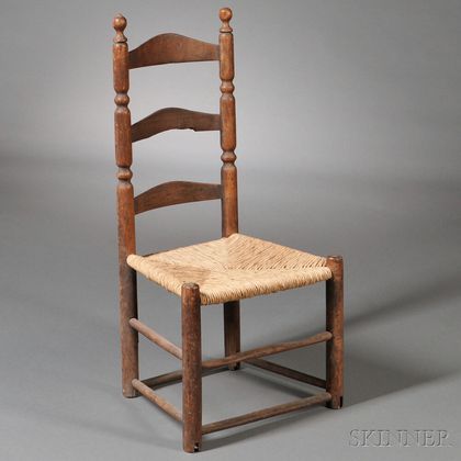 Turned Maple and Ash Slat-back Side Chair