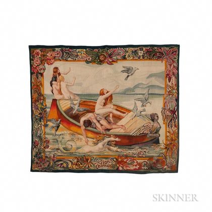 French Tapestry Titled Illusions Chimeres 