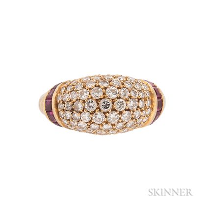 18kt Gold, Diamond, and Ruby Ring