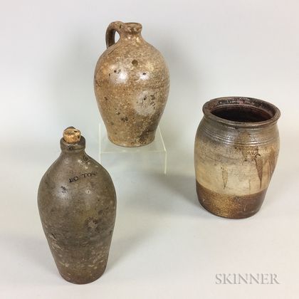 Three Charlestown Stoneware Vessels