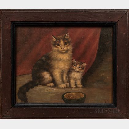 American School, Late 19th Century Portrait of "Spunky" and a Kitten