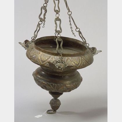 Baroque-style Brass Hanging Oil Lantern
