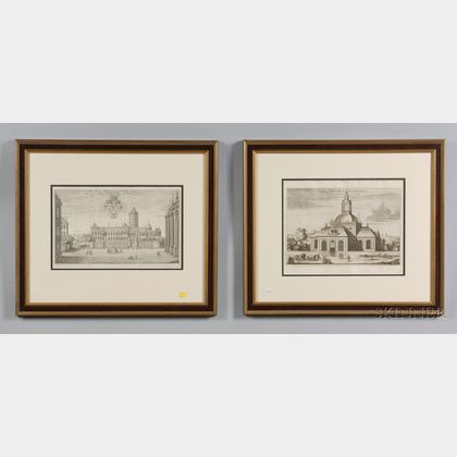 Four Framed Architectural Book Plate Engravings