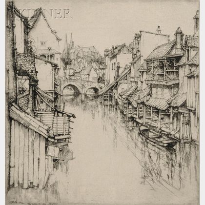 Ernest David Roth (American, 1879-1964) The Little Bridge, Chartres