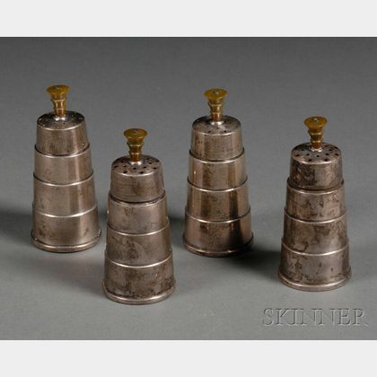 Set of Four International Sterling Art Deco Salt and Pepper Shakers