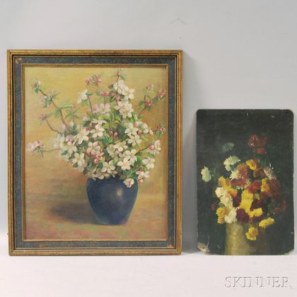 American School, 19th/20th Century Two Floral Still Lifes: Apple Blossoms