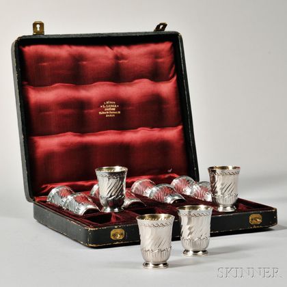 Twelve French .950 Silver Cordials