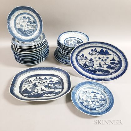 Thirty Canton Export Porcelain Table Items