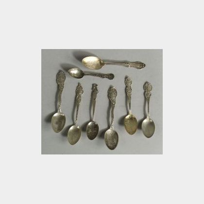 Group of Thirty-one Sterling Souvenir Spoons of Midwestern States