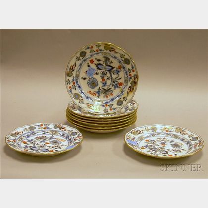 Set of Nine Meissen Imari Palette Porcelain Plates