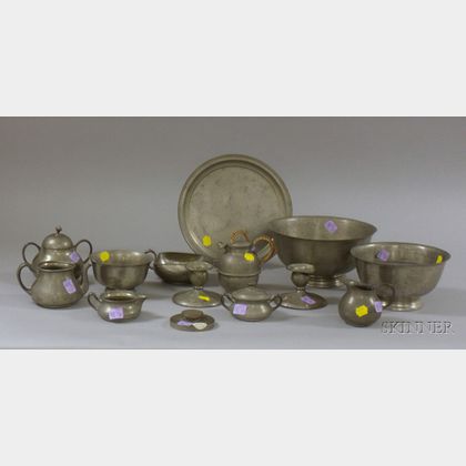 Fourteen Pieces of Assorted Pewter Tableware