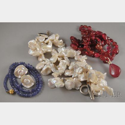 Four Gemstone and Pearl Jewelry Items