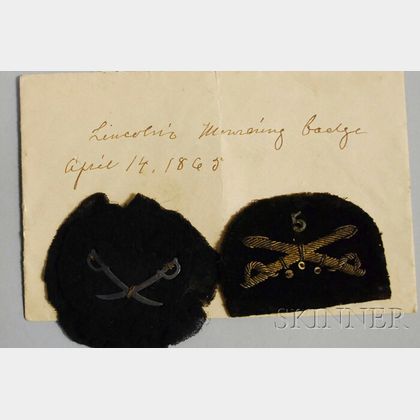 April 14, 1865, Abraham Lincoln and Union 5th Army Mourning Badges