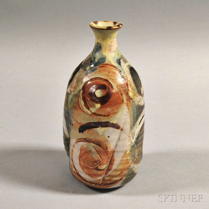 Cased Japanese Ceramic Sake Bottle