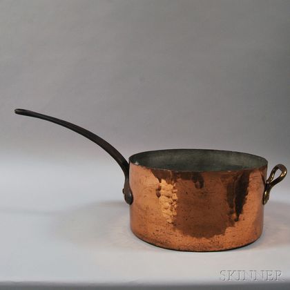 Large Copper and Iron Hearth Pot
