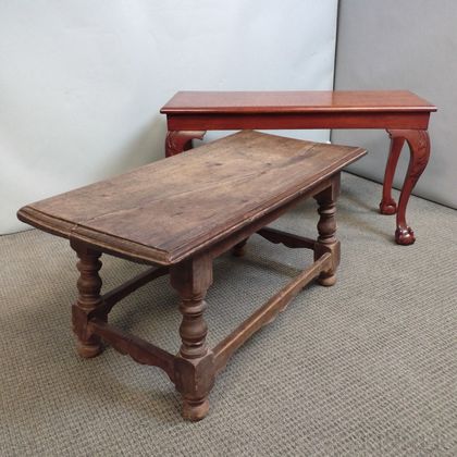 Chippendale-style and Jacobean-style Mahogany and Maple Low Tables
