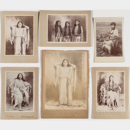 Five Cabinet Cards and a Photograph of Young Native American Women