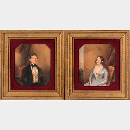 George Freeman (Connecticut, 1787/89-1868) Pair of Portraits of a Gentleman and Lady