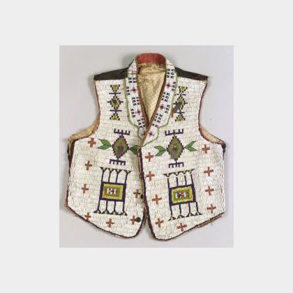 Central Plains Beaded Hide and Cloth Man&#39;s Vest