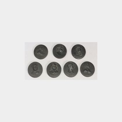 Nine Wedgwood and Bentley Black Basalt Oval Portrait Medallions