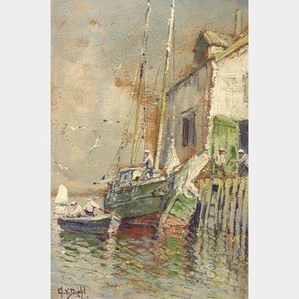 Arthur Vidal Diehl (American, 1870-1929) Wharf Scene