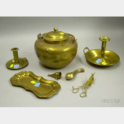 Seven Brass Table Items