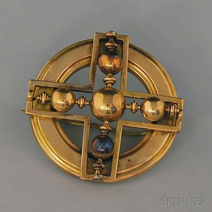 Victorian 14kt Gold Circle Brooch