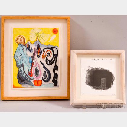 Two Framed Works on Paper American School, 20th century