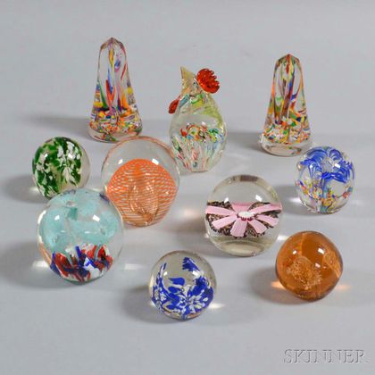 Ten Art Glass Paperweights