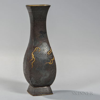 Parcel-gilt Bronze Damascene Vase