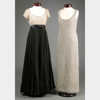 Two Vintage Lillie Rubin Beaded Gowns